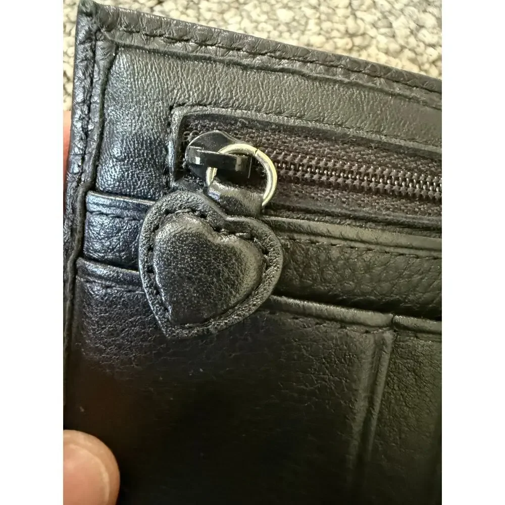 Brighton black and brown leather‎ layered floral front wallet